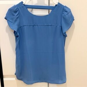 LOFT Blue Flutter Sleeve Blouse